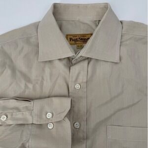 Paul Stuart Mens Dress Shirt 16.5-34 Beige Long Sleeve Made in Canada